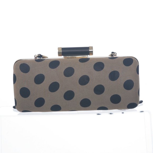 Kate Laundry Tan Crossbody or Clutch Purse w Large Black Dots - Picture 3 of 11